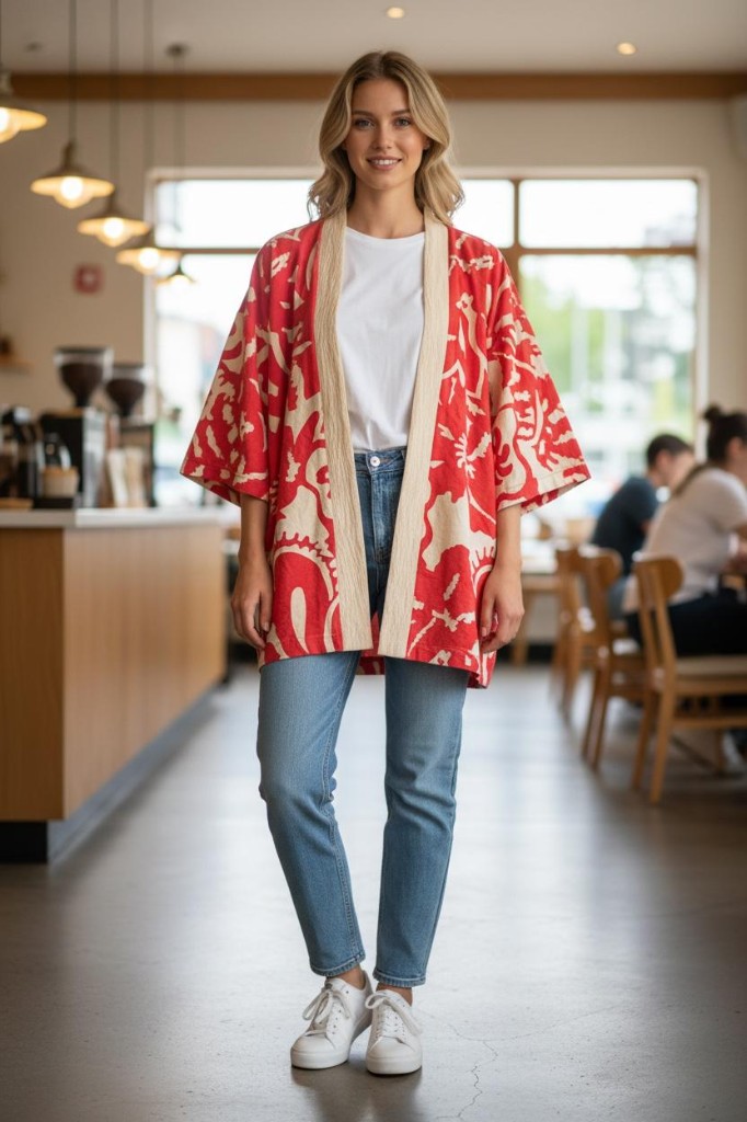 Crimson Art Kimono